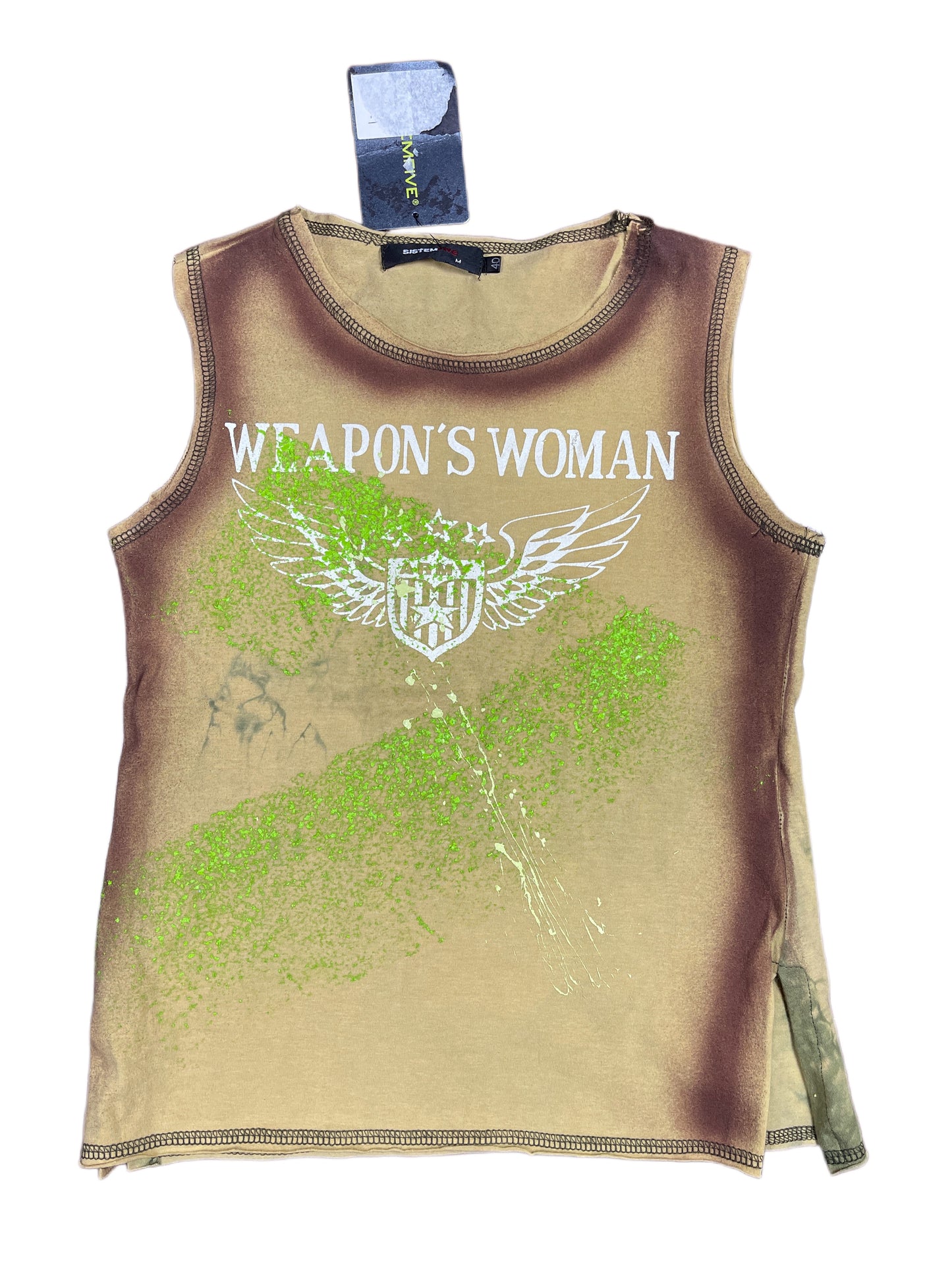 Y2k Sistem Five Sleeveless Top Khaki Green - M