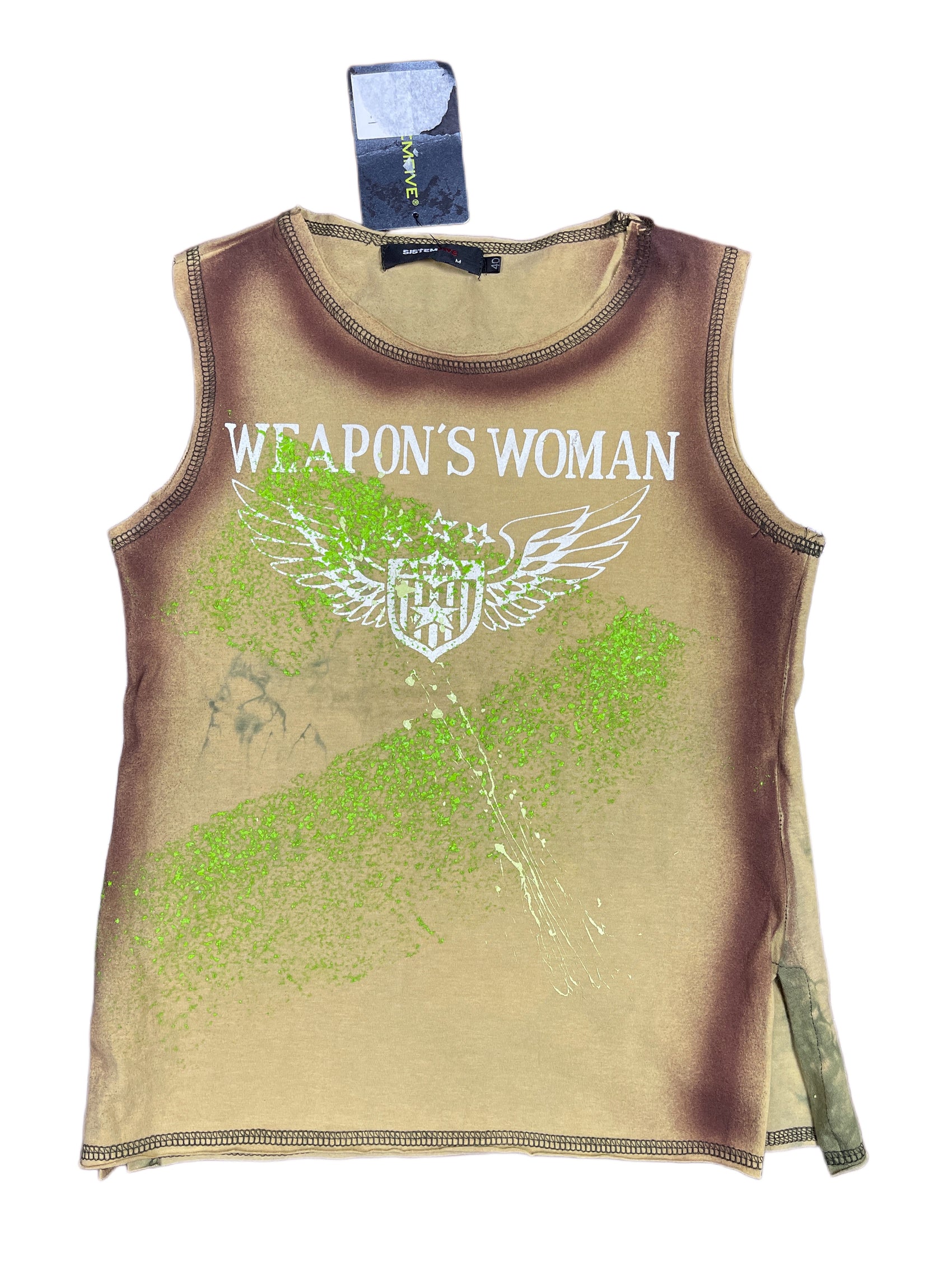 Y2k Sistem Five Sleeveless Top Khaki Green - M