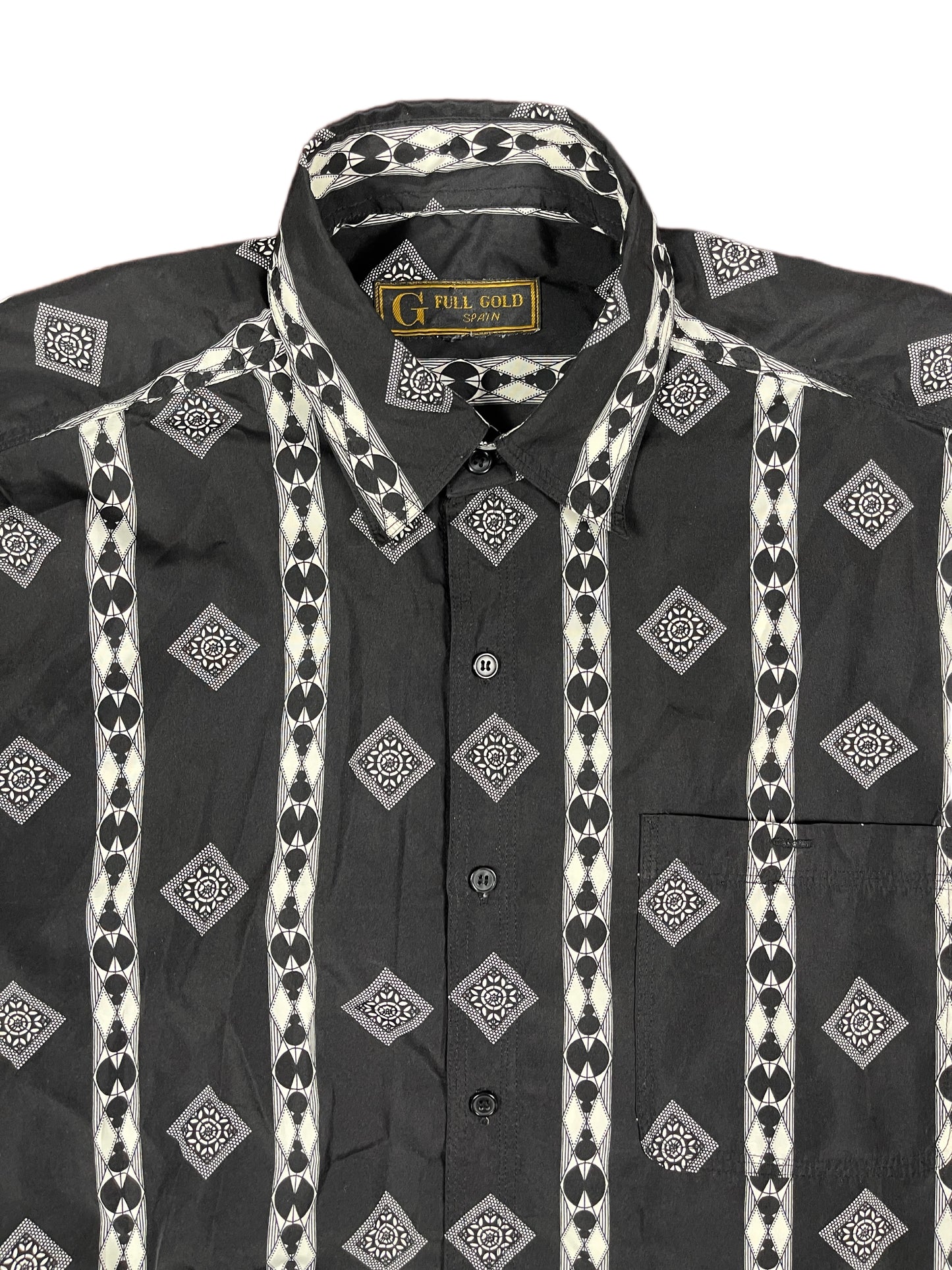 Vintage Full Gold Spain Short Sleeve Shirt Black - XL/XXL