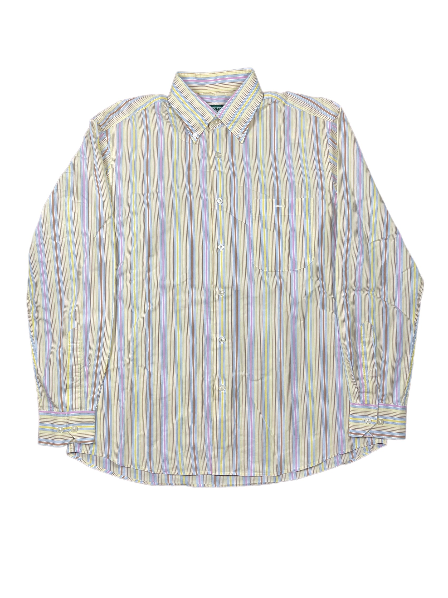 Vintage Renoir Long Sleeve Shirt Striped Yellow Multicolor - M