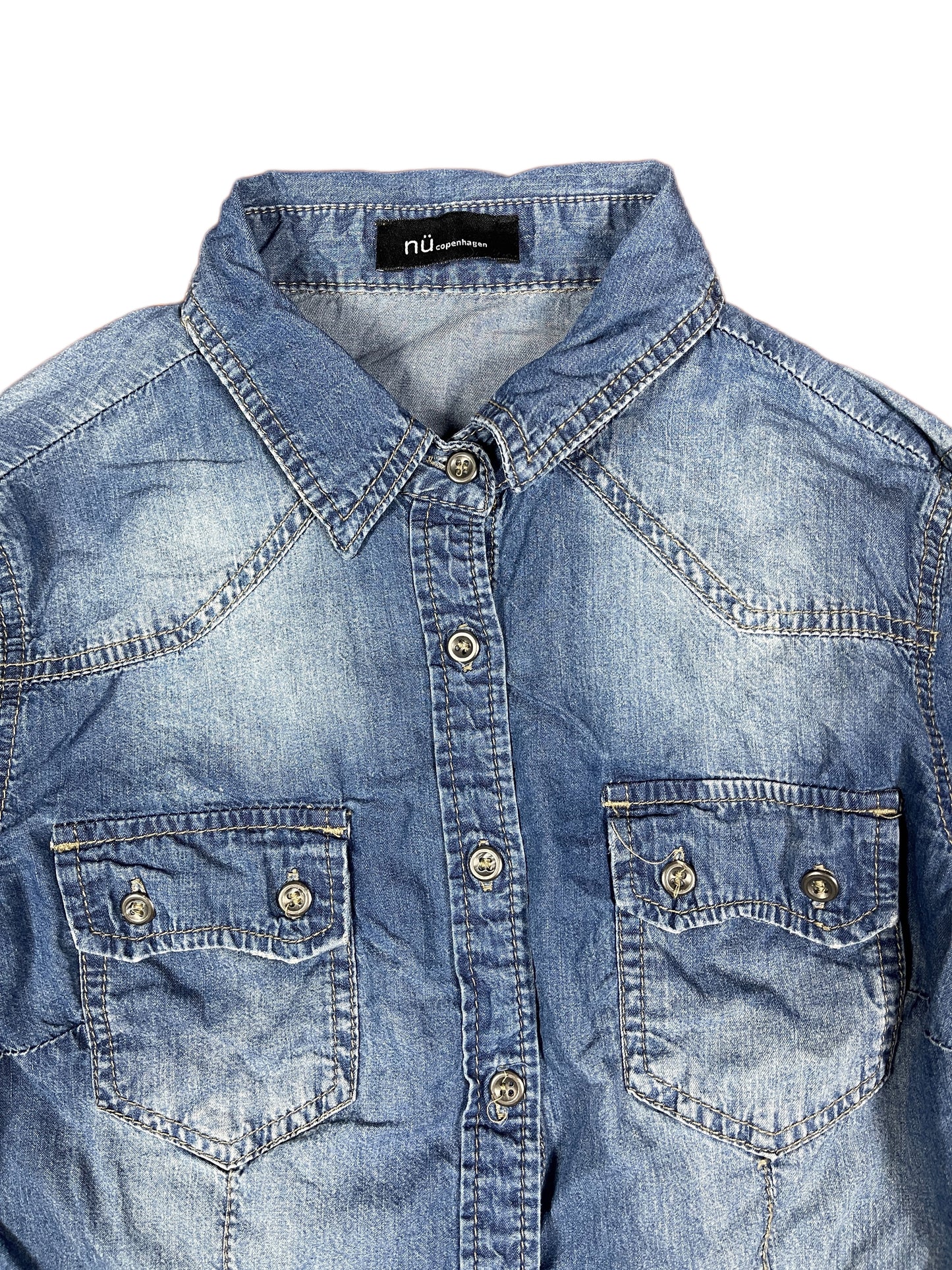 Nü Copenhagen Long Sleeve Denim Top Blue - S
