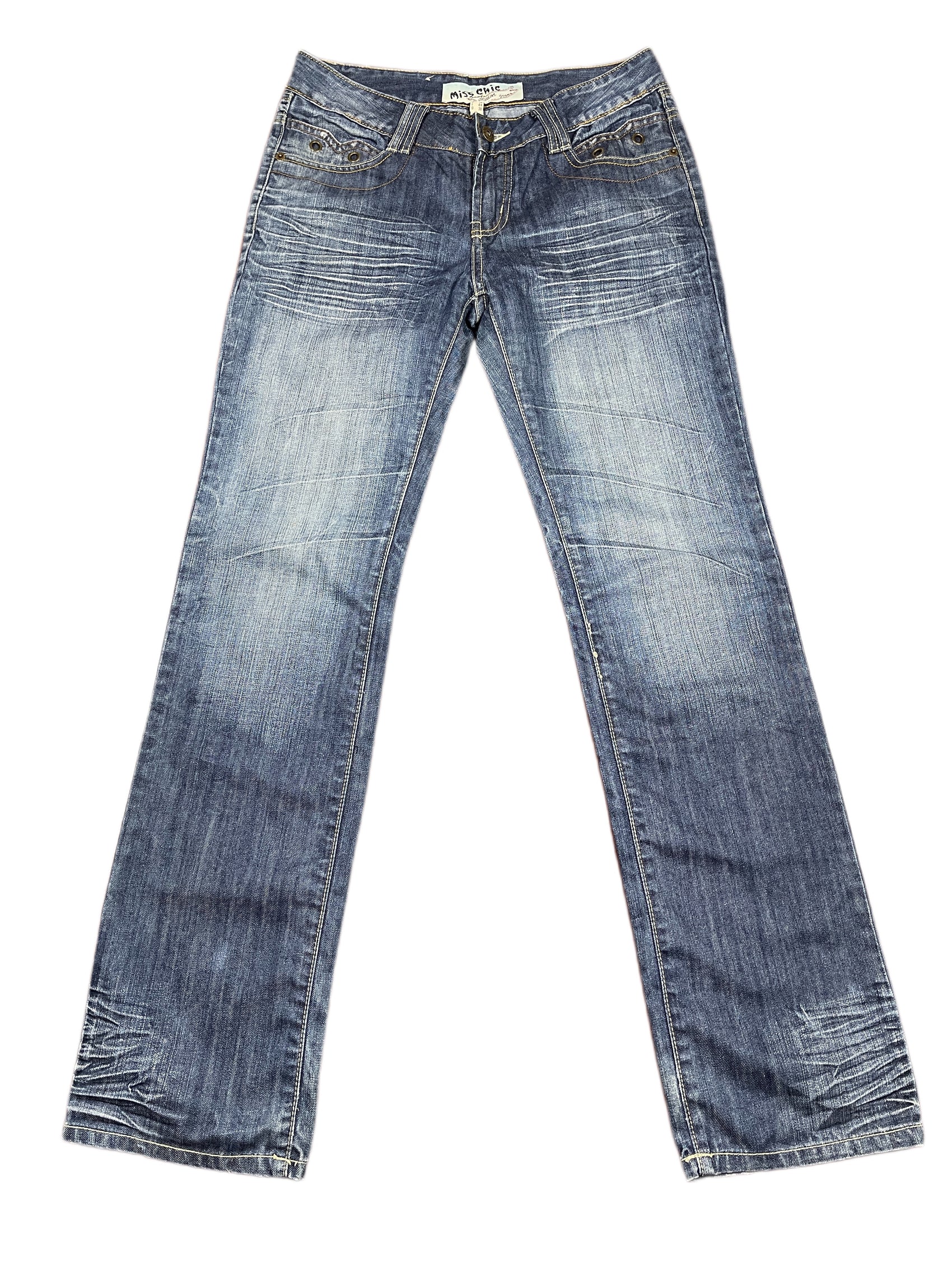 Y2k Miss Chic Low Waist Bootcut Denim Pants Blue - M