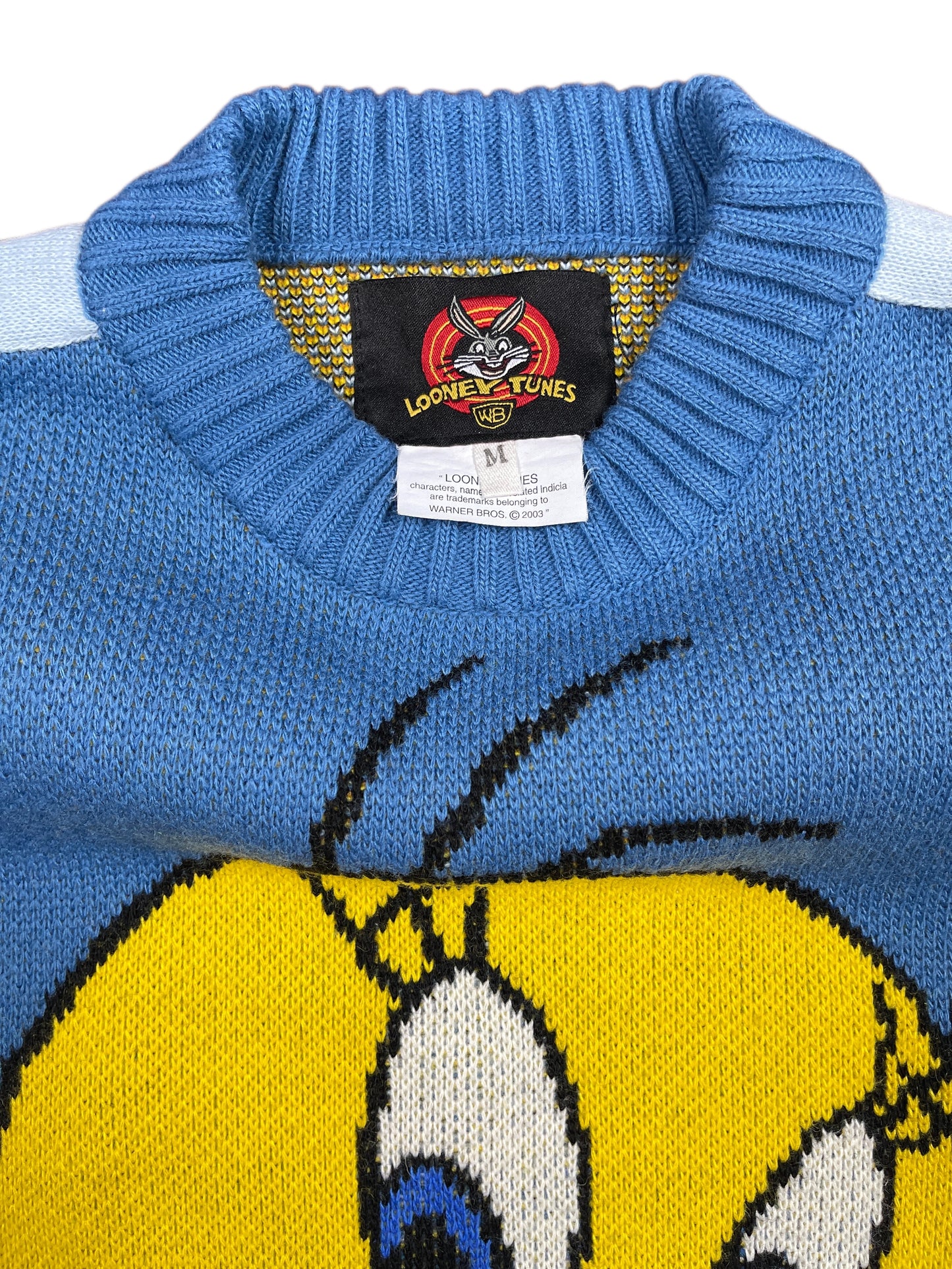 Vintage Looney Tunes 2003 Tweety Warner Bros Knitted Sweatshirt Blue - M