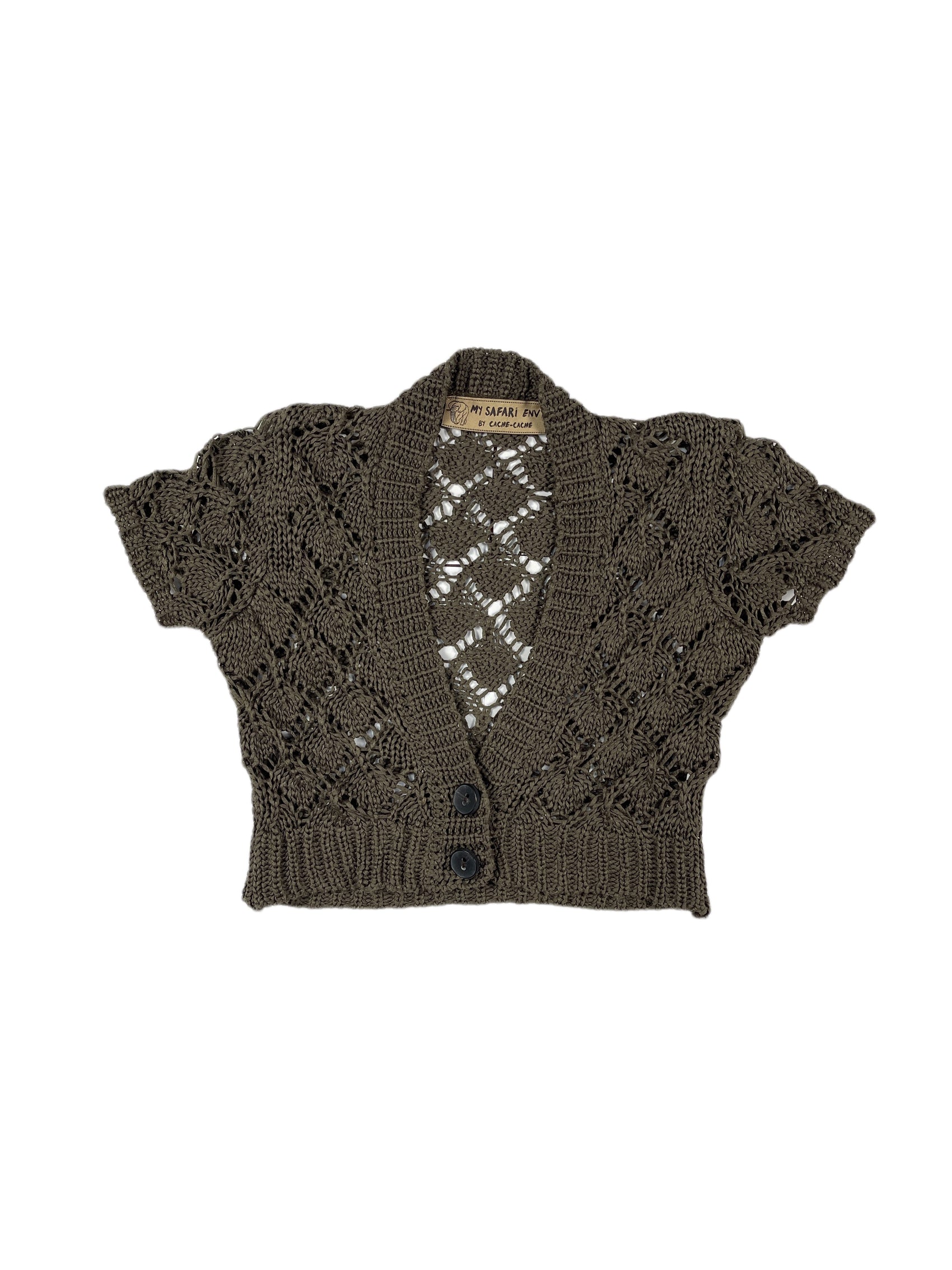 Cache Cache Knitted Short Sleeve Top Brown - S