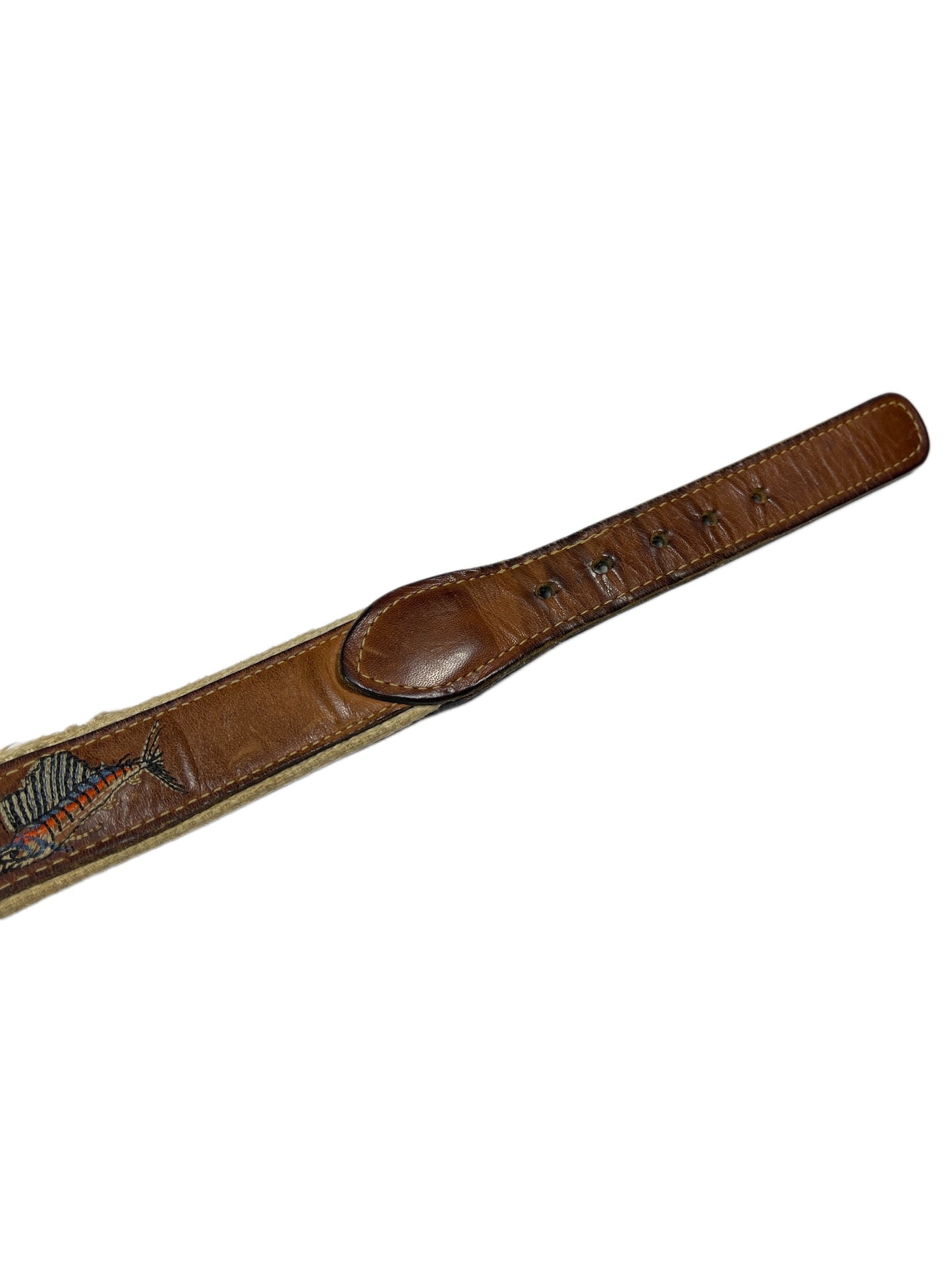 VIntage Reef Riders Belt Cotton Leather Brown Beige