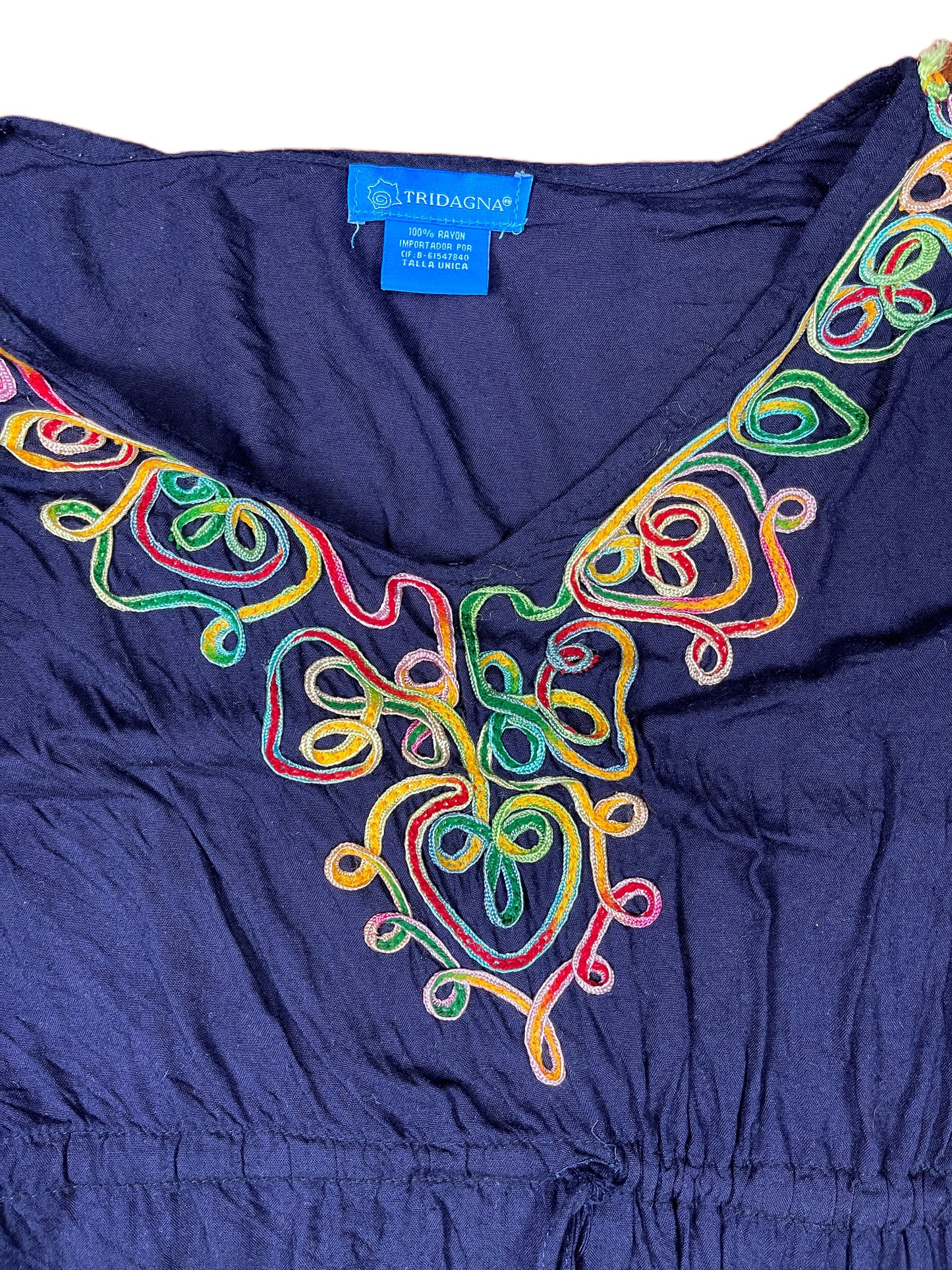 Tridagna Poncho Long Sleeve Top Navy - L
