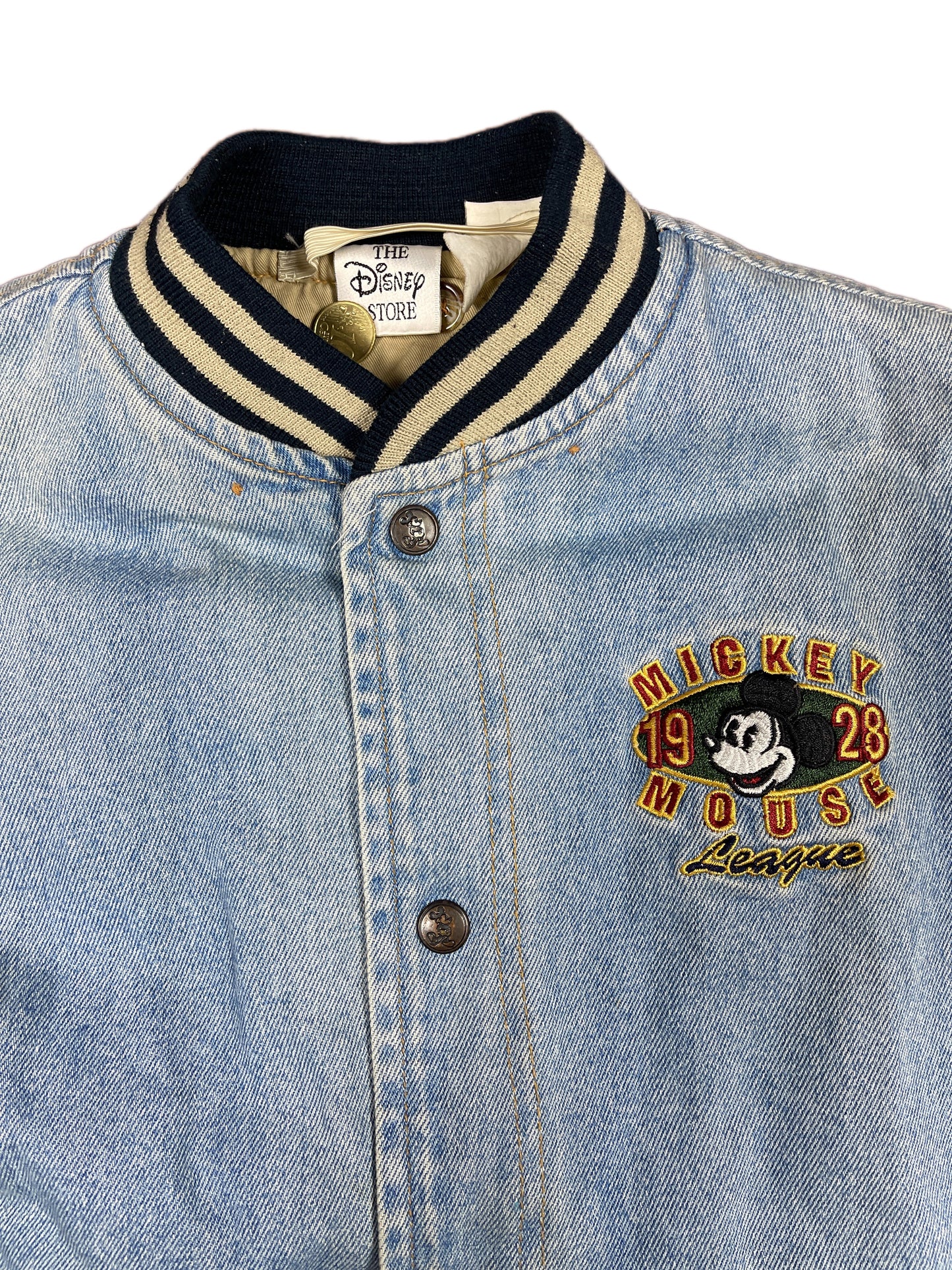 Vintage Disney Mickey Mouse 1990s Denim Collage Jacket Beige Blue - M