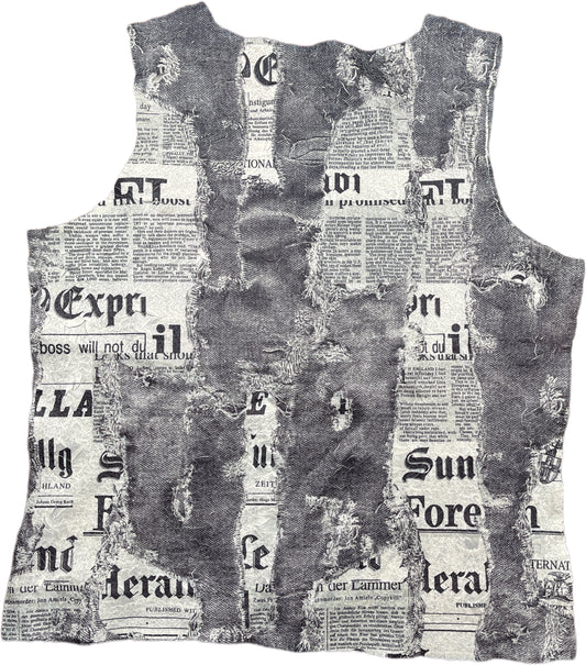 Y2K Sleeveless Top Gray Synthetic L