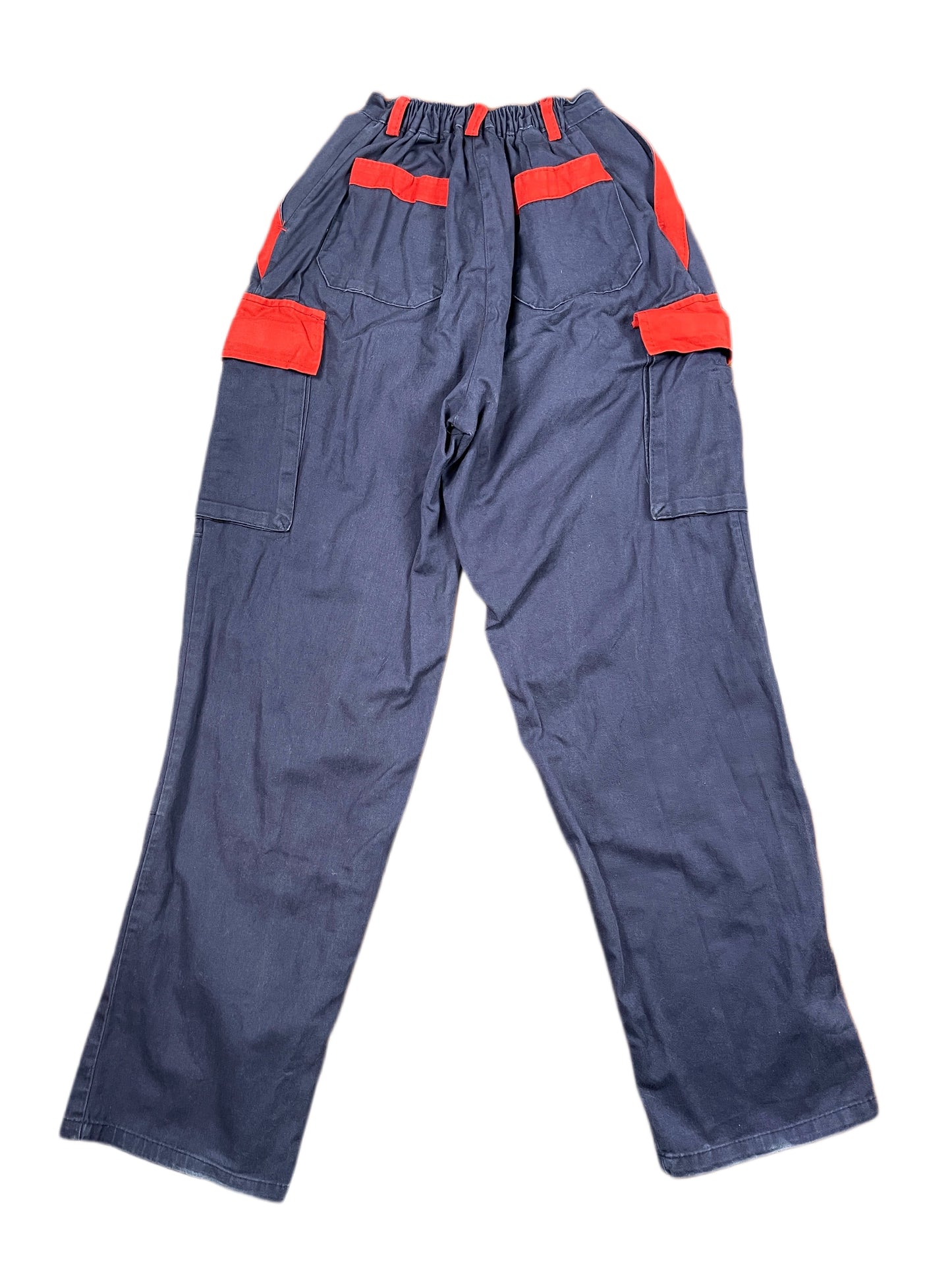 Vintage Cargo Working Pants Workwear Navy Red - XL