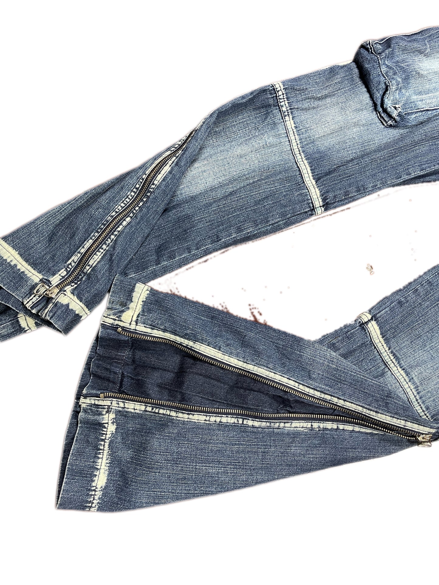 Y2k Miss Sixty Low Waist Flared Denim Pants Blue White - M/L