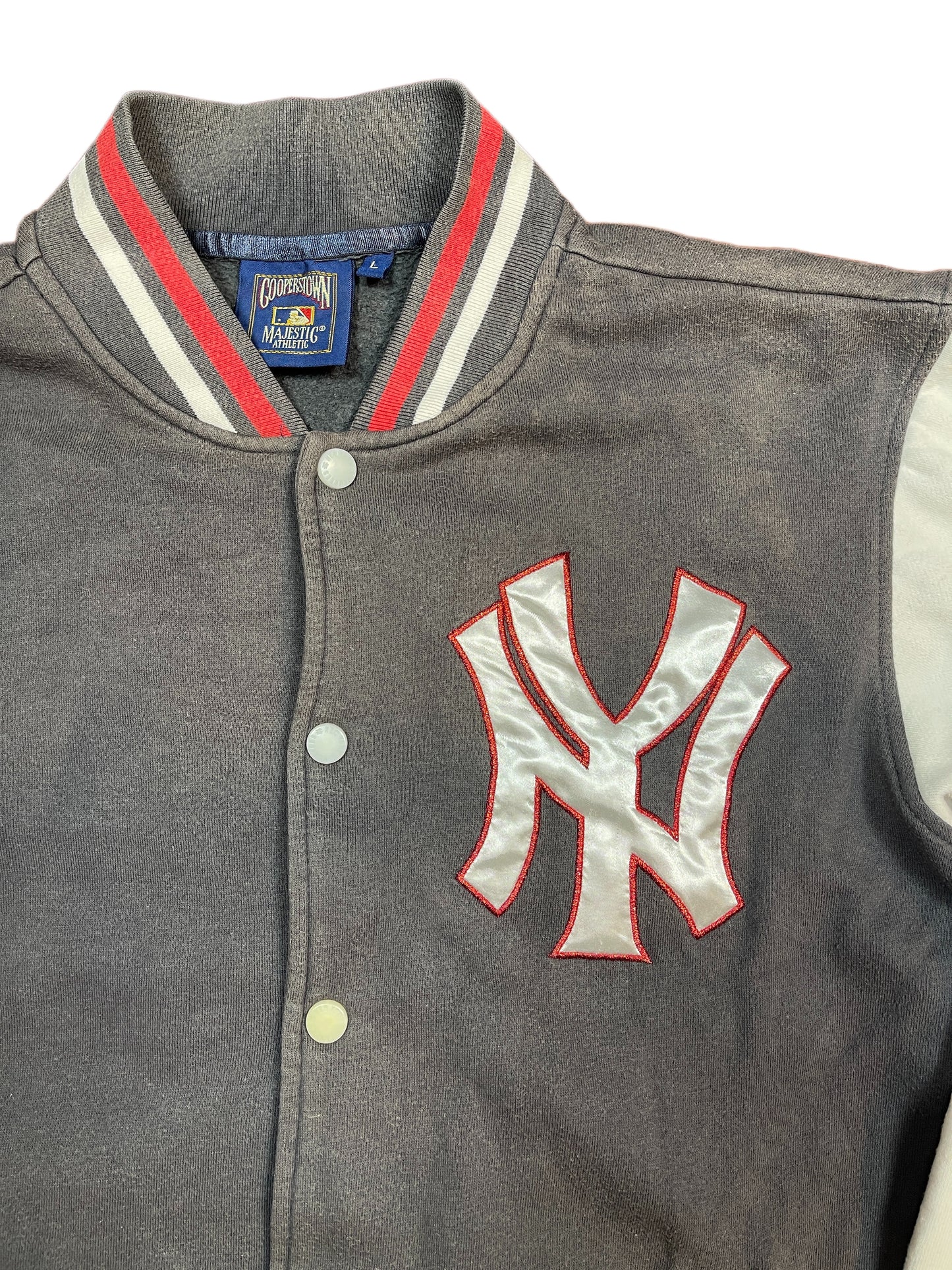 New York Yankees Varsity Jacket Gray White - L