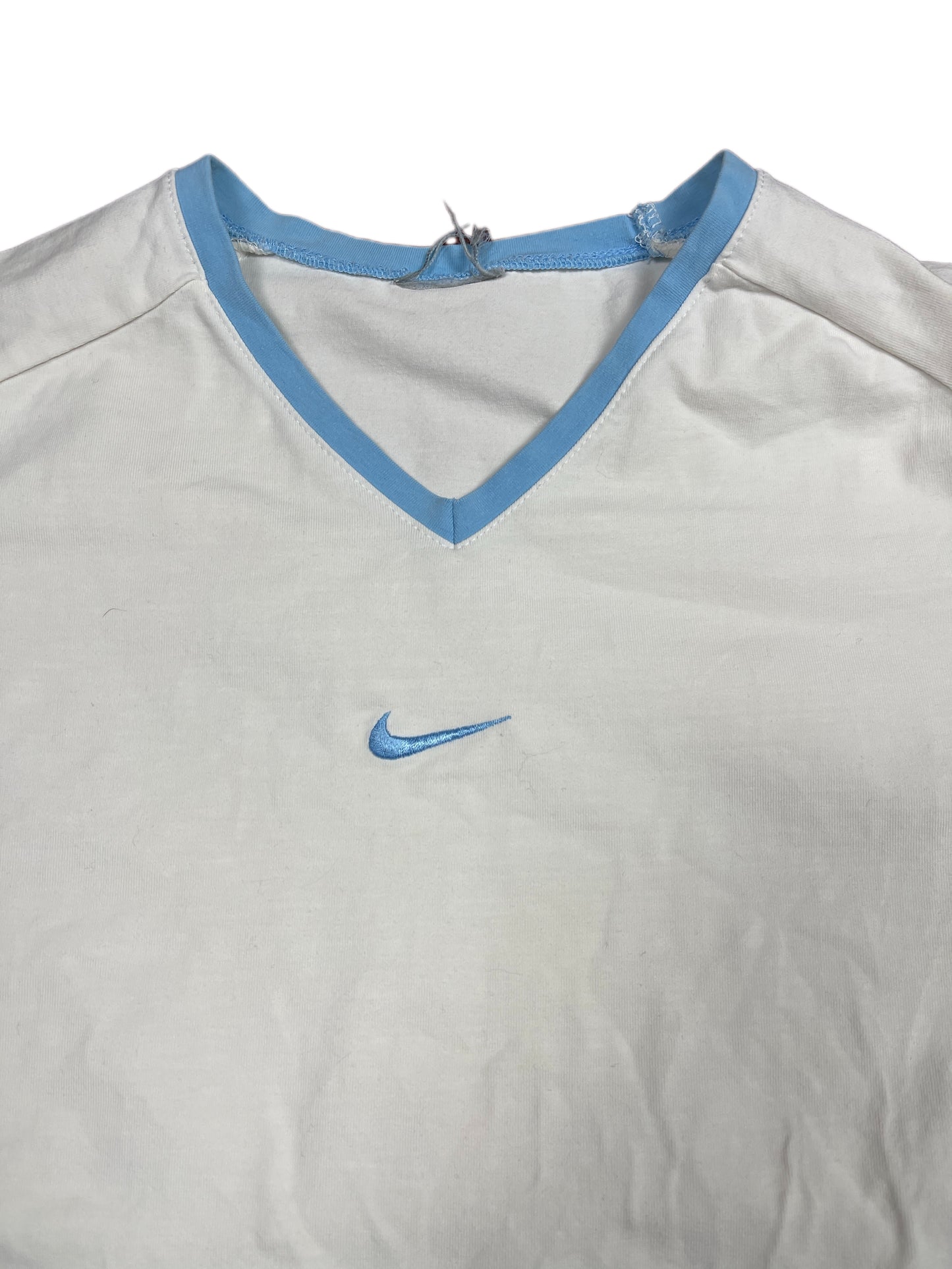 Y2k 2000s Nike Short Sleeve Top White Blue M