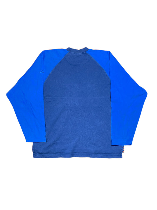 Vintage Adidas Sweatshirt Striped Blue Orange - L/XL