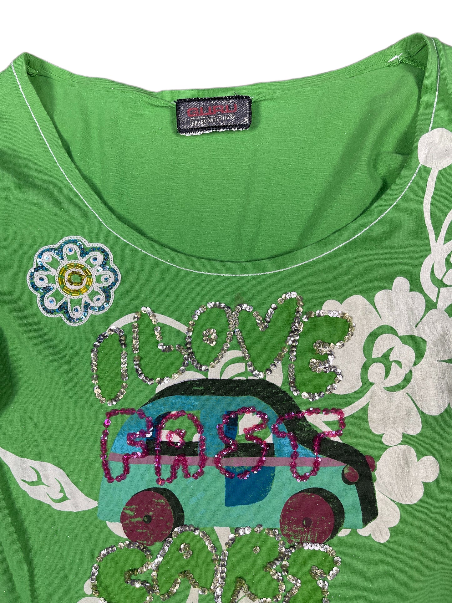 Y2k Guru Short Sleeve Top Green - S