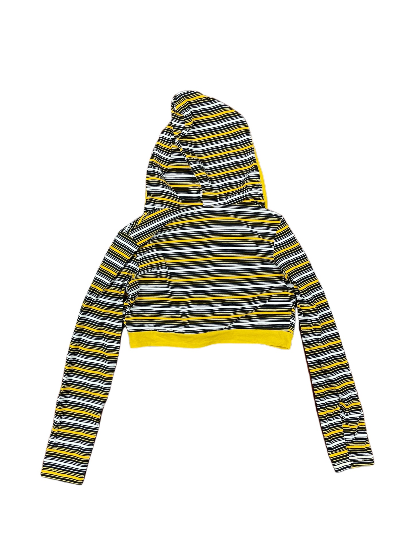 Y2k Long Sleeve Top with Hood Yellow Black - L