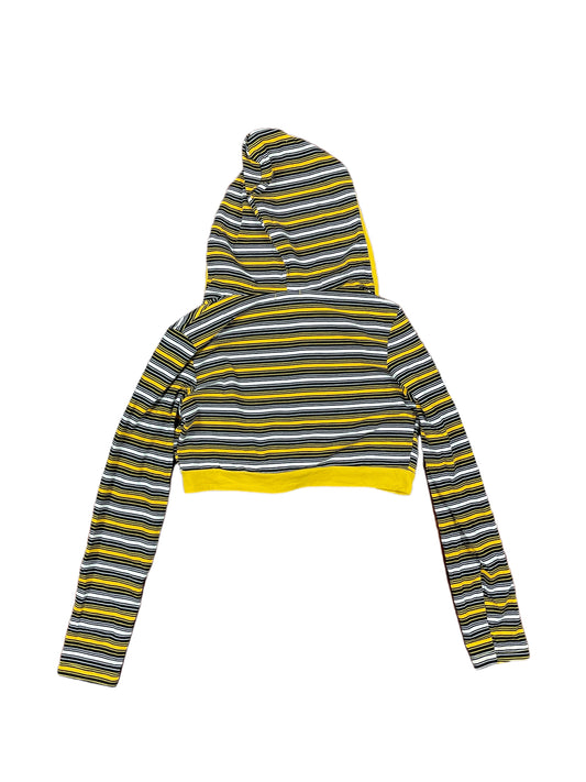 Y2k Long Sleeve Top with Hood Yellow Black - L