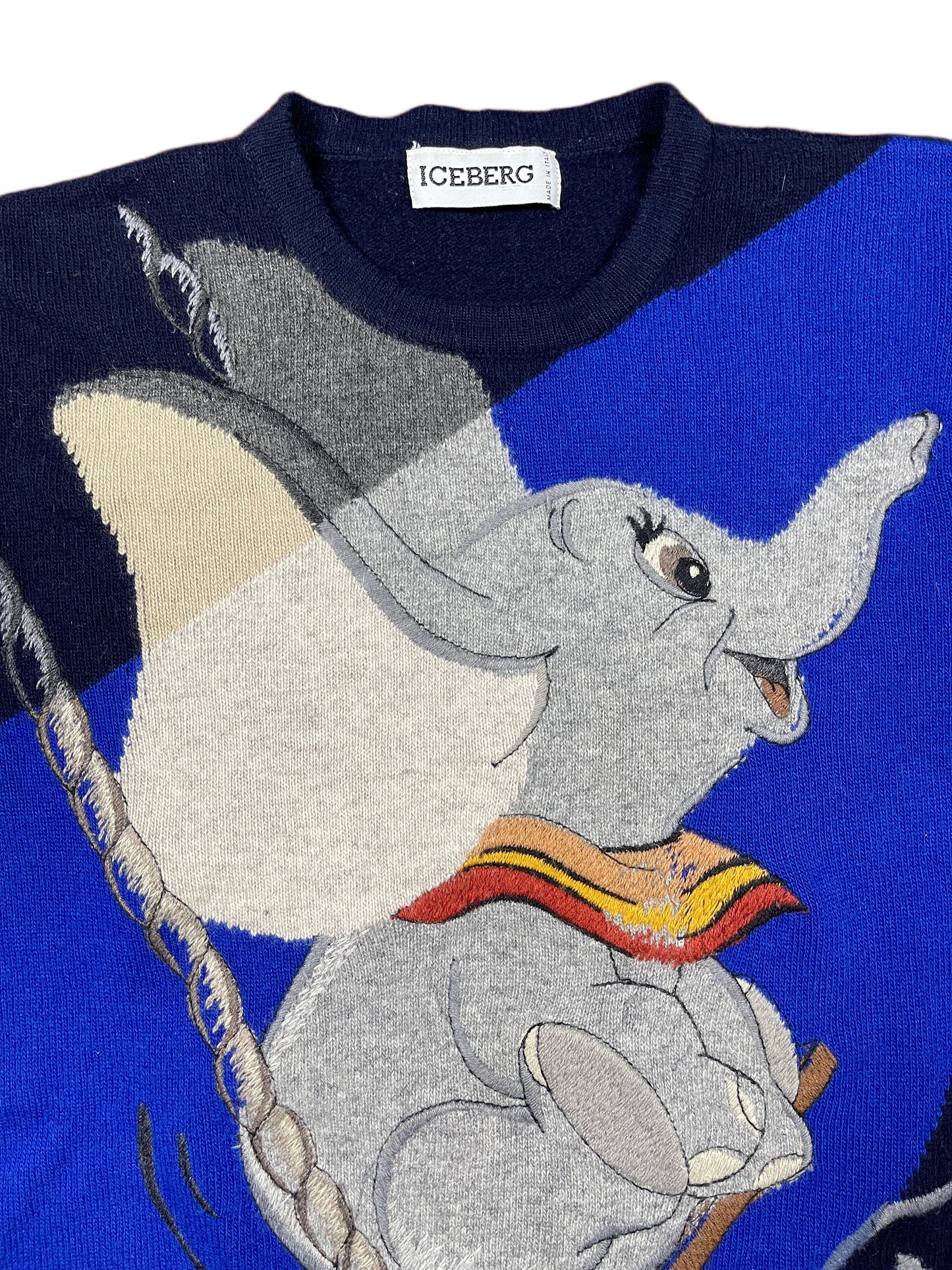 Vintage Iceberg 1992 Dumbo Knitted Sweatshirt Blue Navy - XL