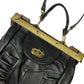 Vintage 70s Leather Shoulder Bag Black