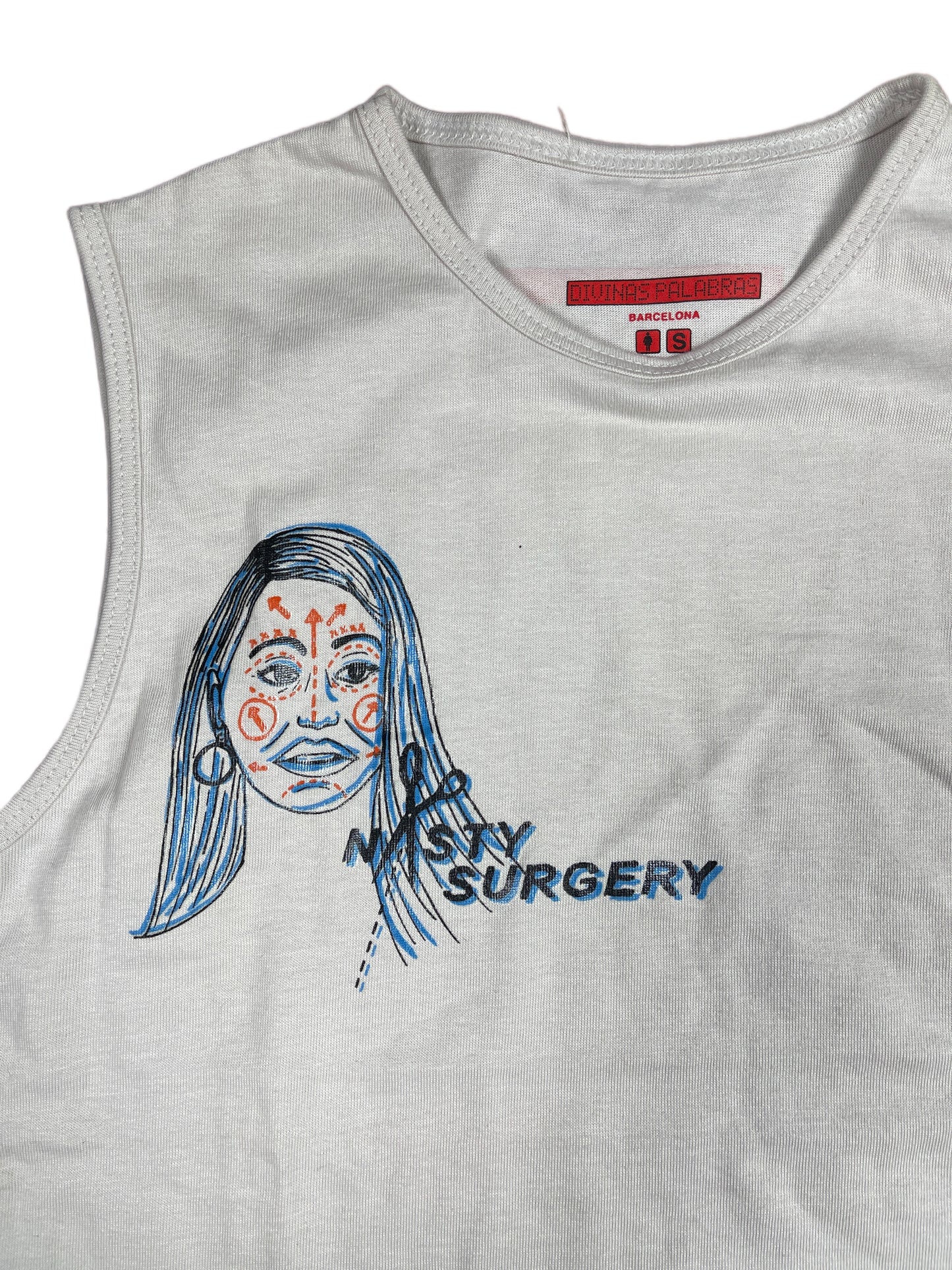 Y2k Divinas Palabras Sleeveless Top Gray Blue - S