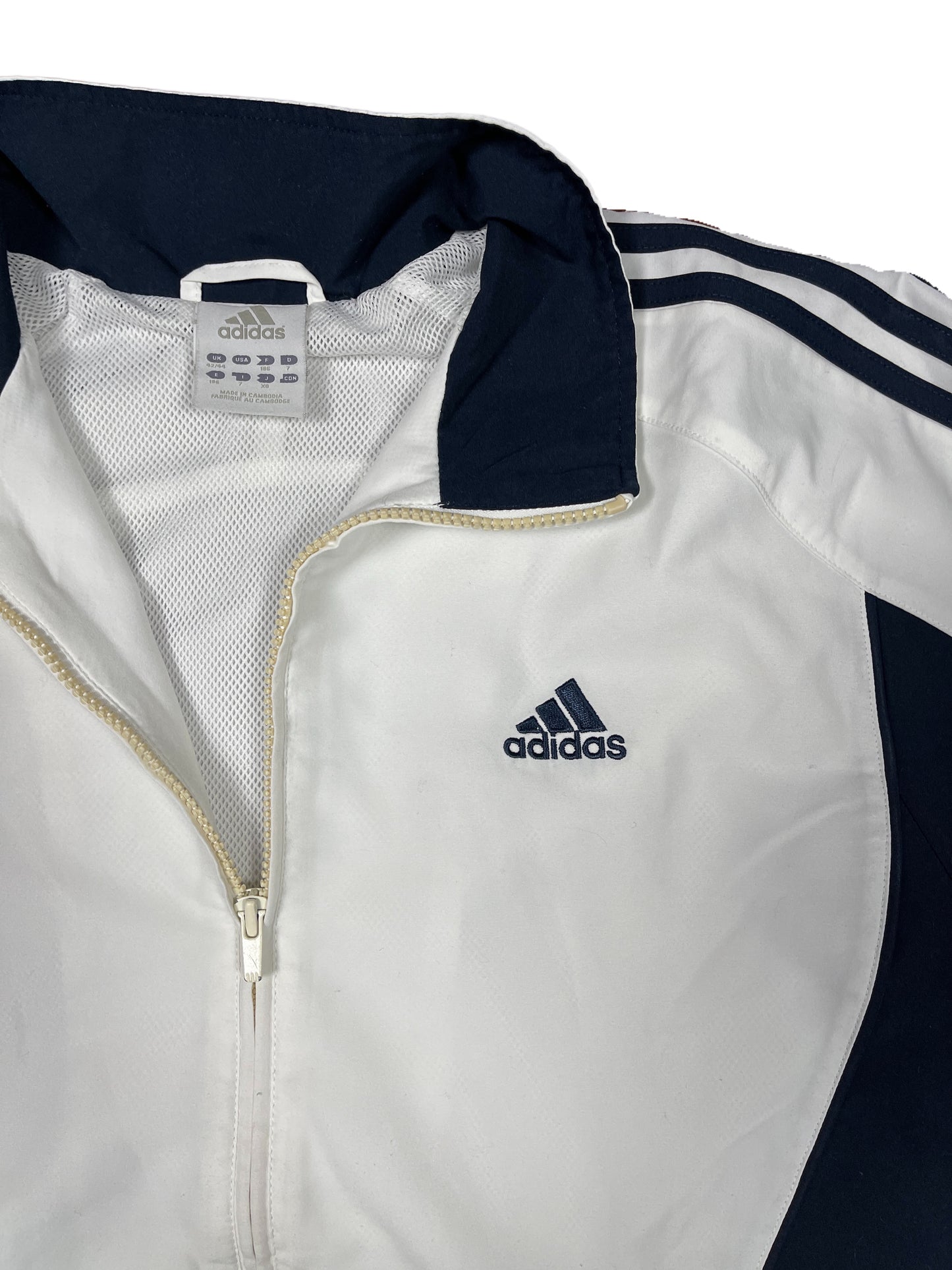 Y2k Adidas 2008 Sport Jacket White Navy - XL