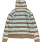 Y2k Green Coast Zip Sweatshirt Striped Turquoise Khaki - L