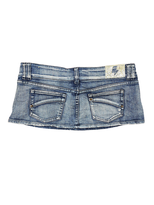 Y2k Blanco Low Waist Mini Denim Skirt Blue - L