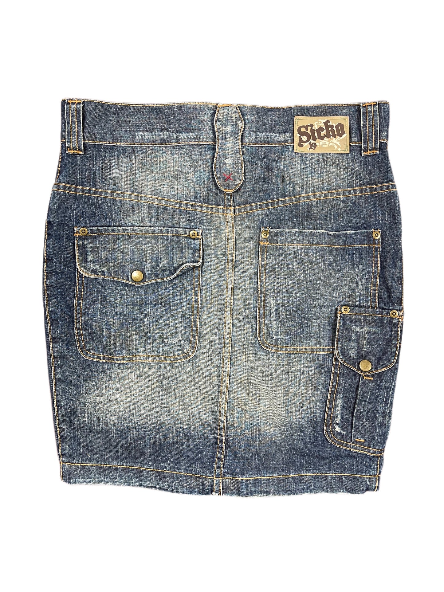 Y2k Sicko Nineteen Lo Waist Denim Skirt Blue - S