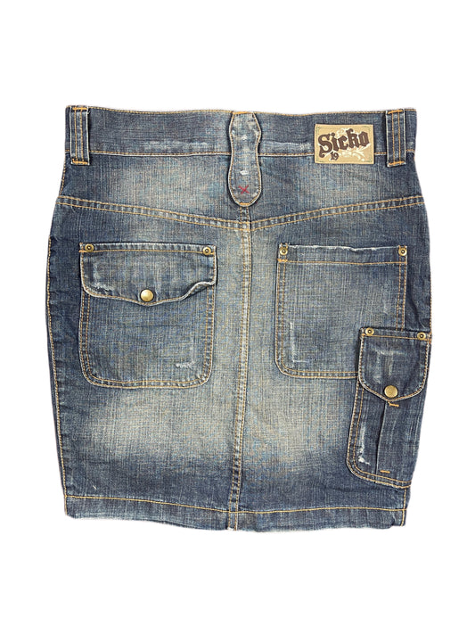 Y2k Sicko Nineteen Lo Waist Denim Skirt Blue - S