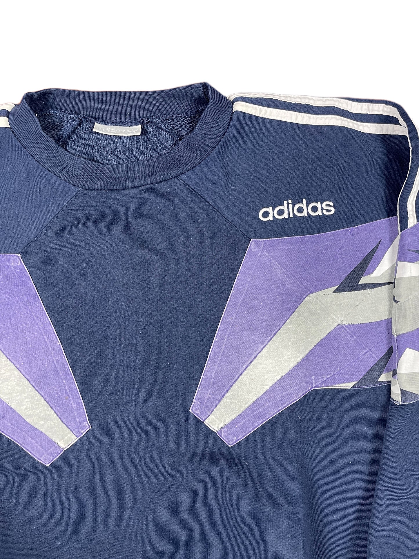 Vintage 1990s Adidas Sweatshirt Navy Purple XL
