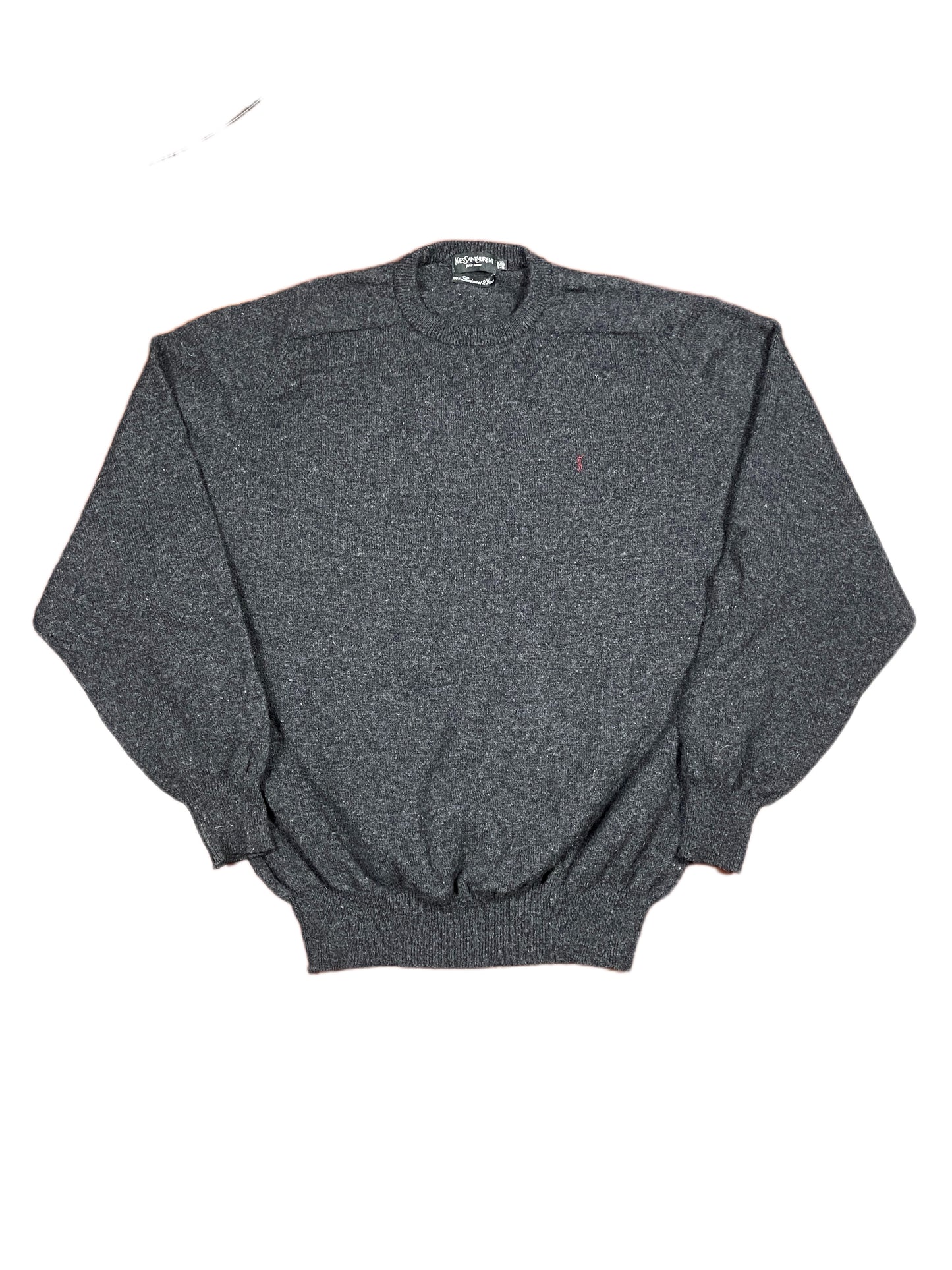 VIntage Yves Saint Laurent Knitted New Wool Sweatshirt Gray Black - XXL