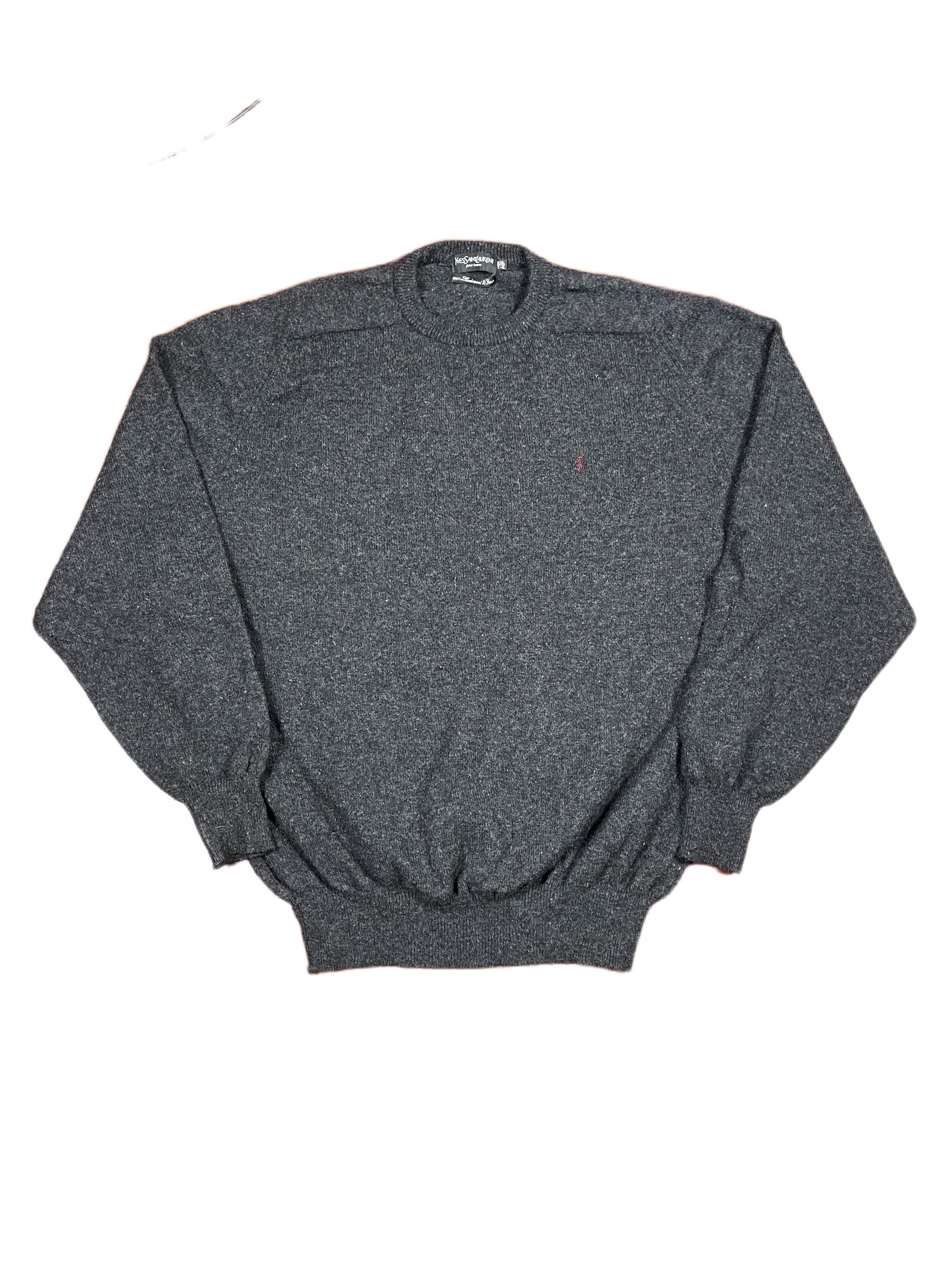 VIntage Yves Saint Laurent Knitted New Wool Sweatshirt Gray Black - XXL