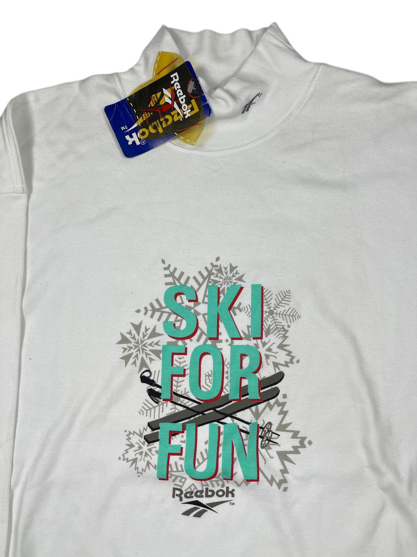 Vintage Reebok Turtleneck Sweatshirt White - XL