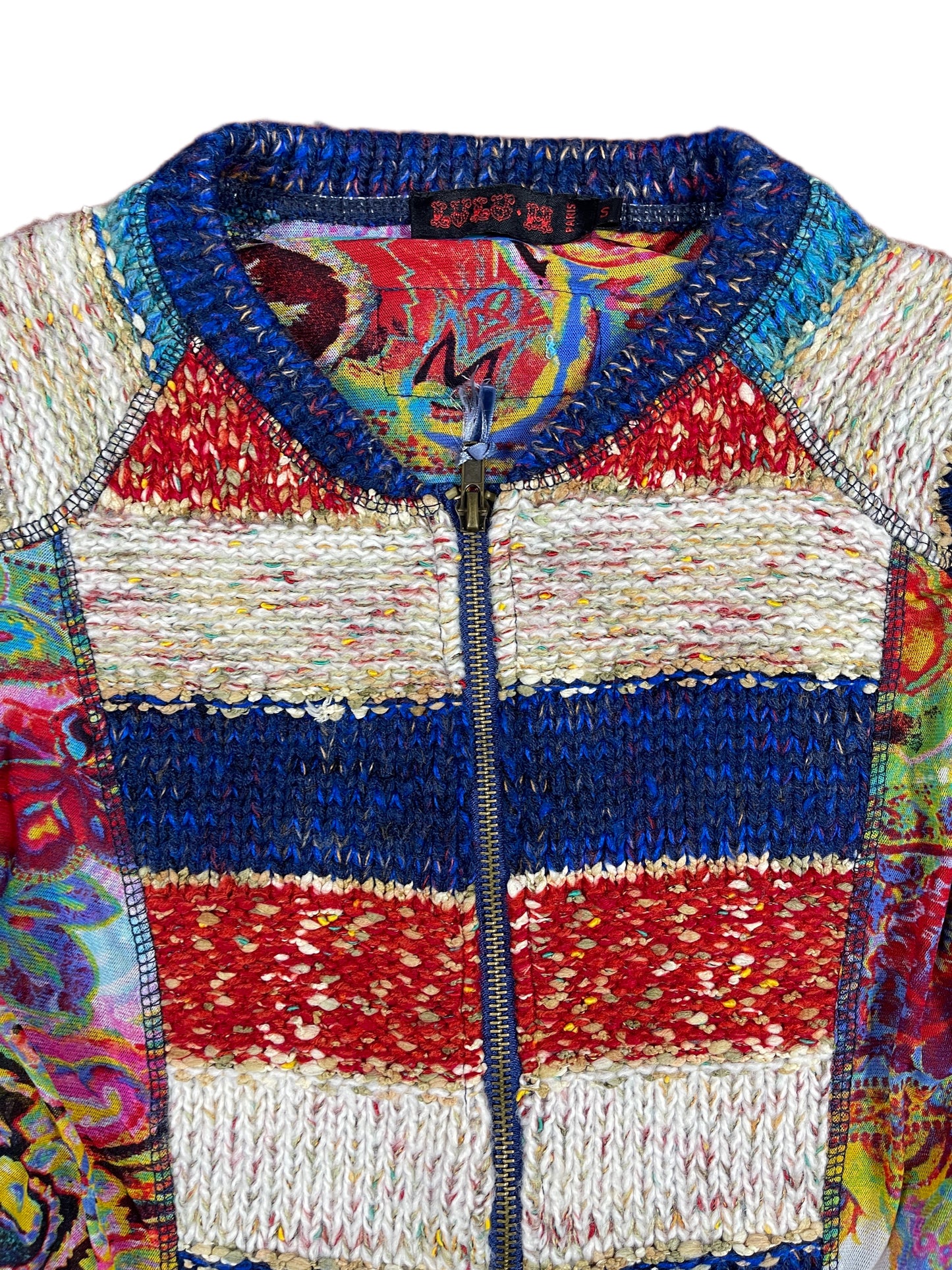 Y2k Lulu. M Knitted Mesh Zip Sweatshirt Multicolor - S