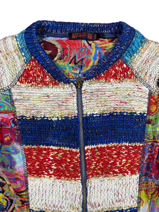 Y2k Lulu. M Knitted Mesh Zip Sweatshirt Multicolor - S