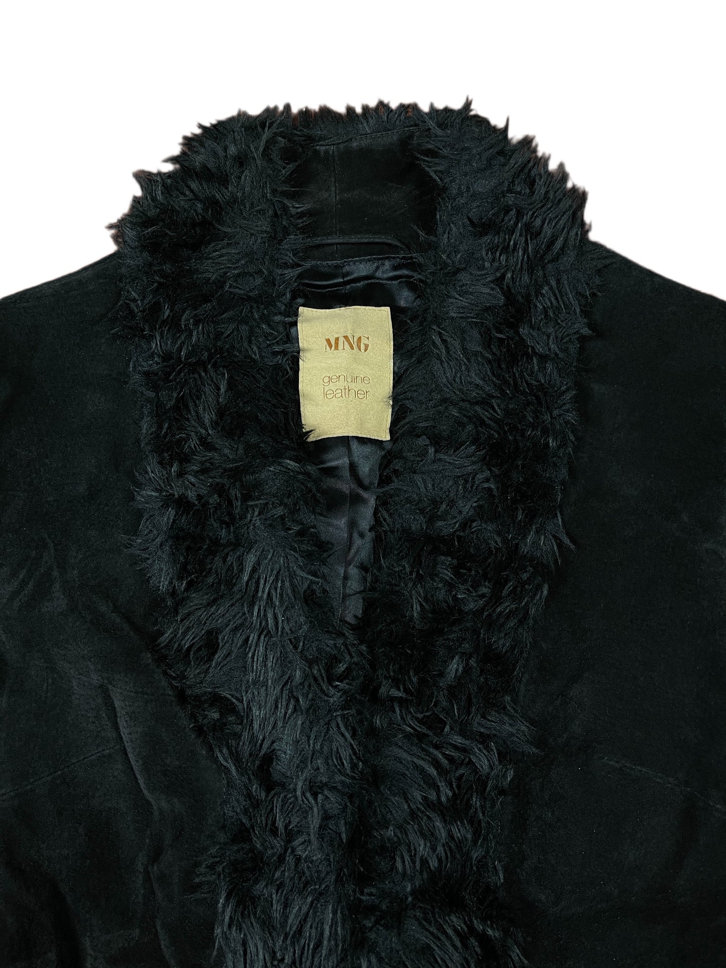 Y2k Mango Wild Leather Jacket Black - L/XL