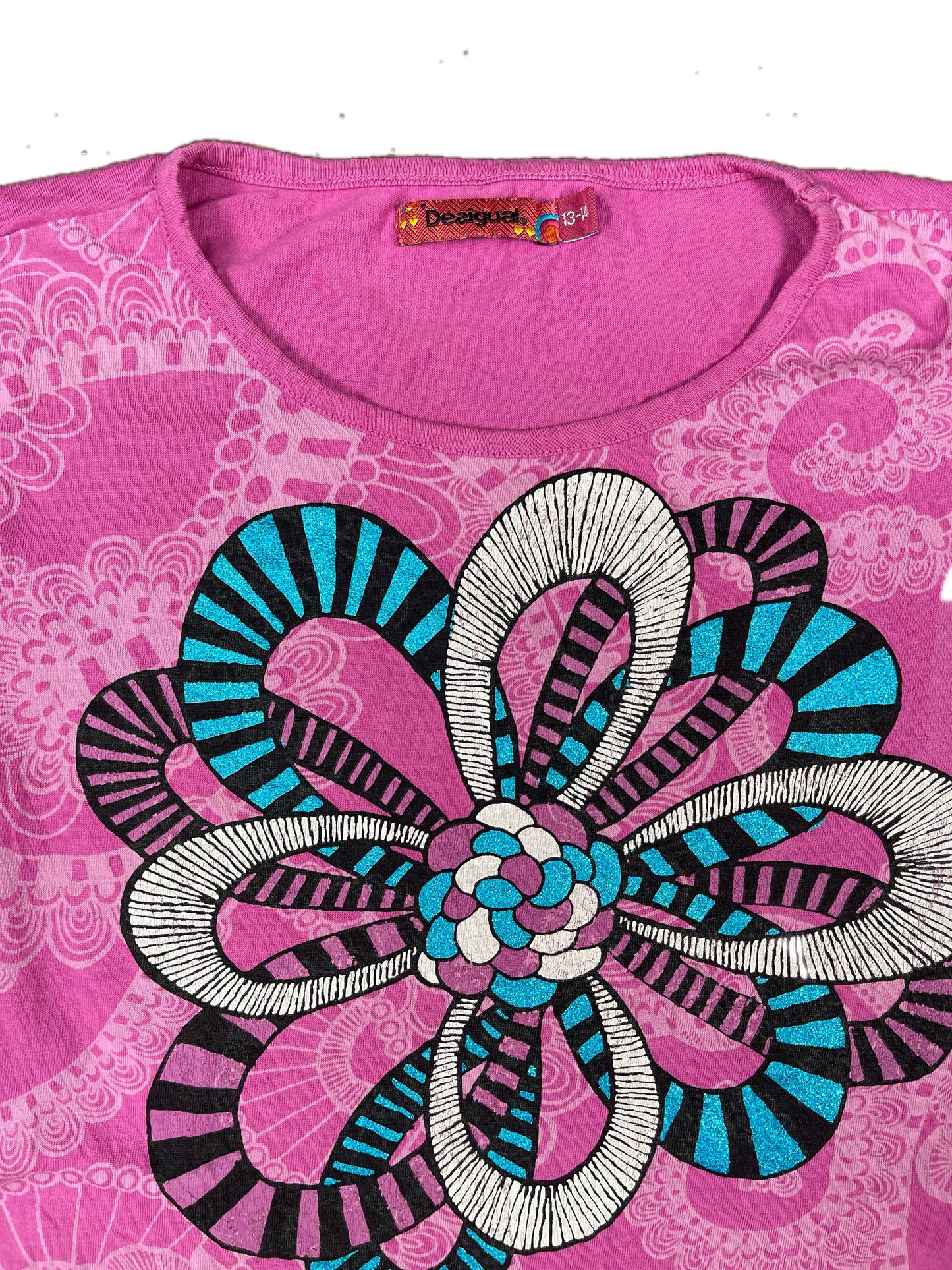 Y2k Desigual Short Sleeve Top Pink - XS