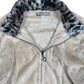 Y2k Banana Moon Fleece Zipper Sweatshirt Cream Beige - L