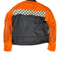 Vintage Motorcycle Racing Jacket Black Orange - XL