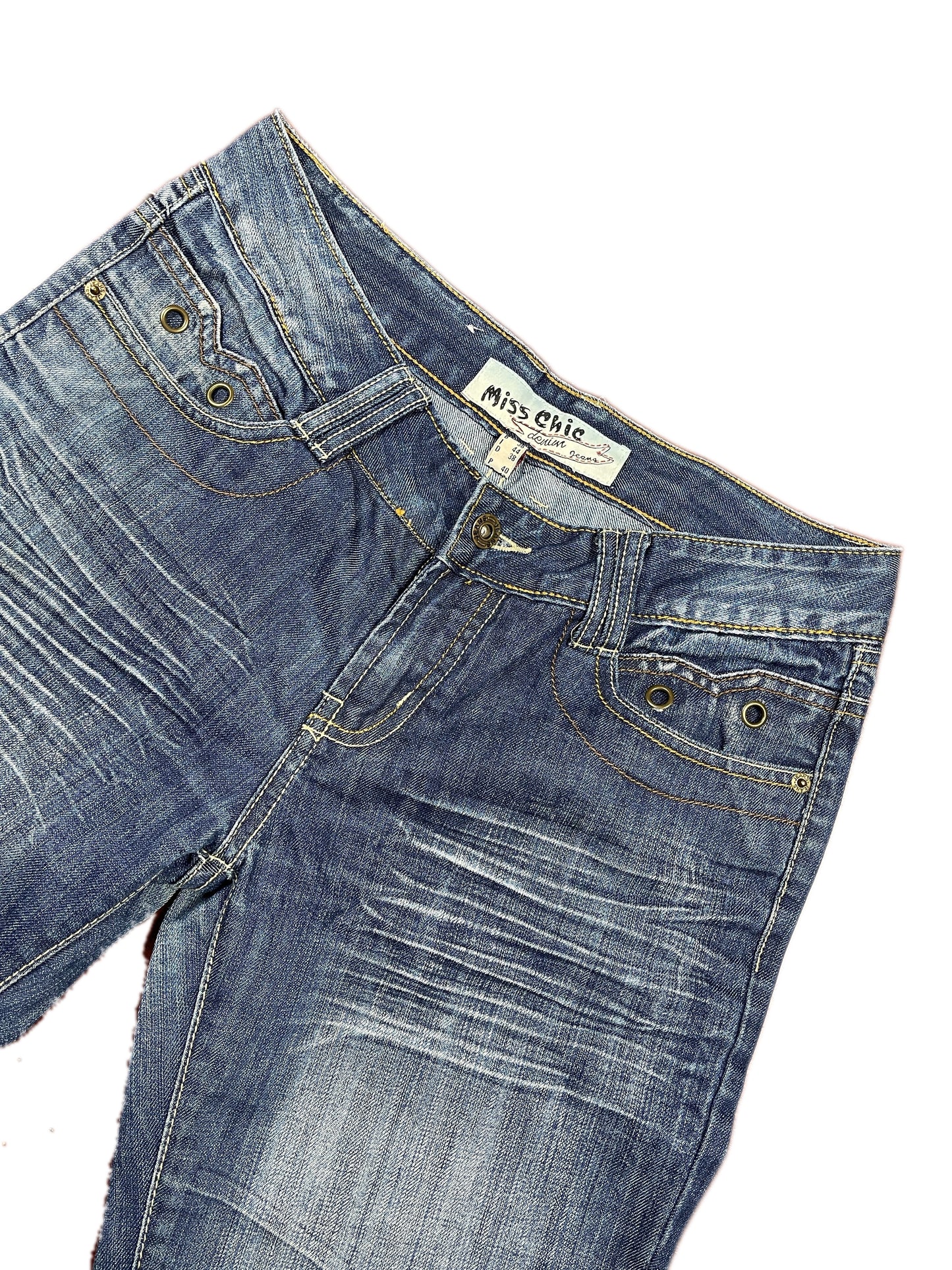 Y2k Miss Chic Low Waist Bootcut Denim Pants Blue - M