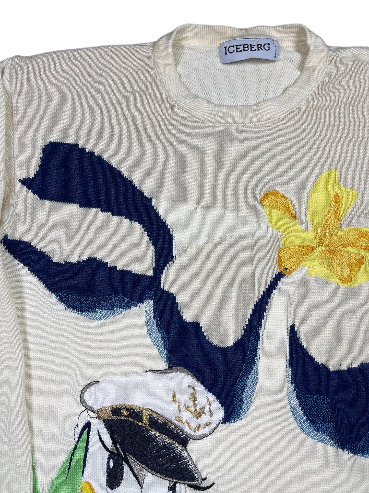 Vintage Iceberg 1992 Daisy Disney Knitted Sweatshirt Cream - XXL