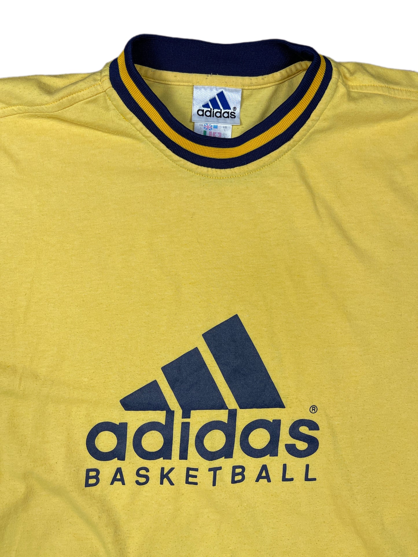 Vintage Adidas Basketball T-Shirt Yellow - L