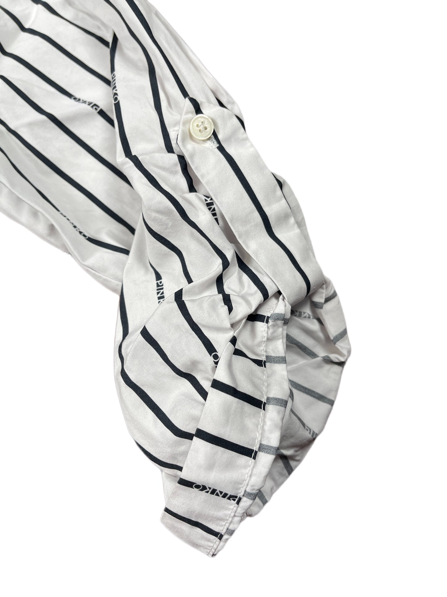 Pinko Short Sleeve Dress Striped White Black - S