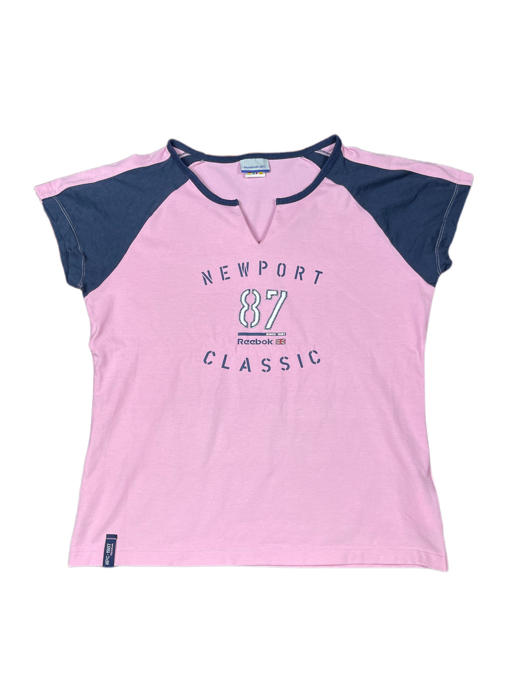 Y2k 2000s Reebok Short Sleeve Top Pink Navy - XXL