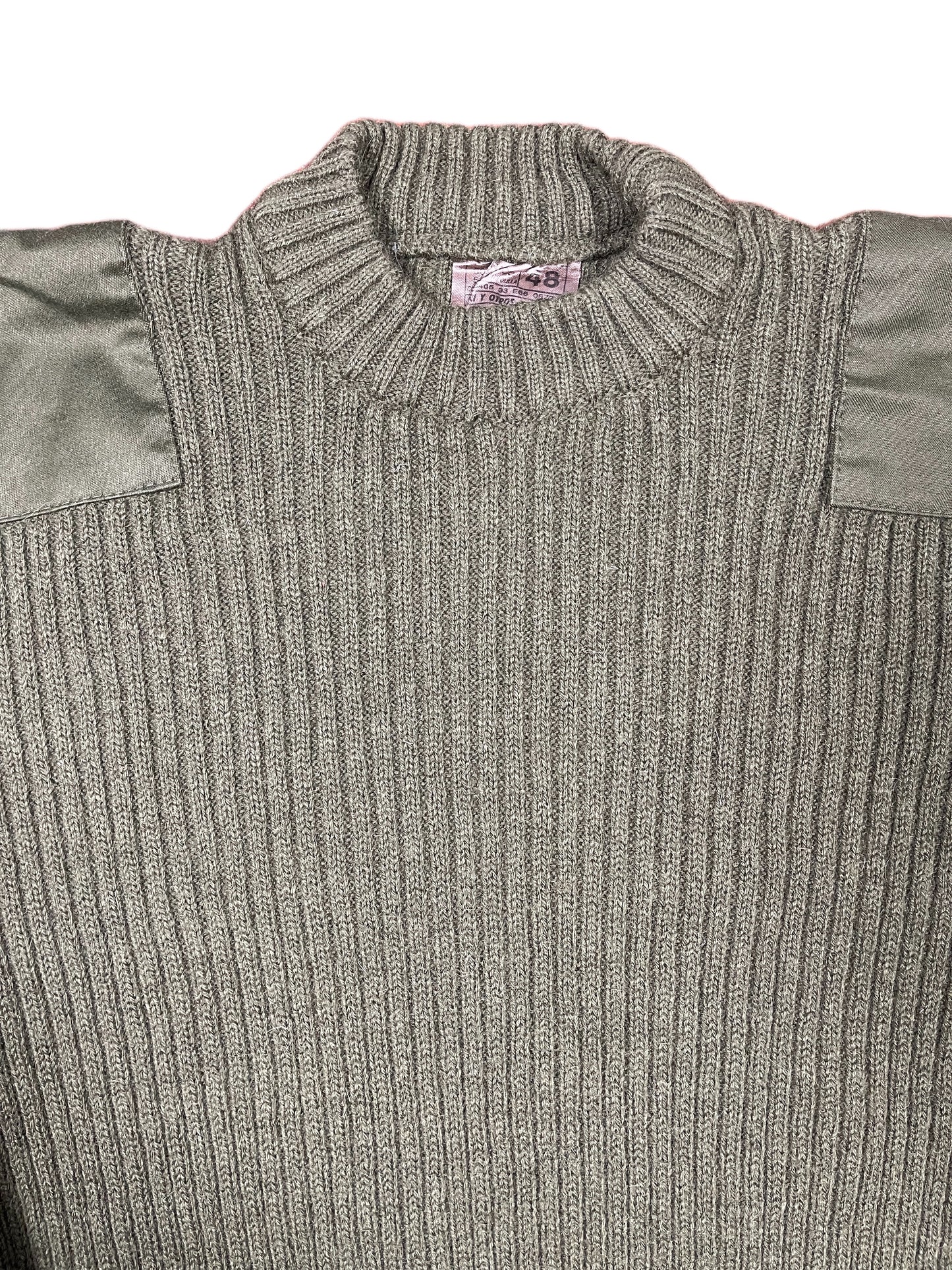 Vintage Army Knitted Army Sweatshirt Khaki - S
