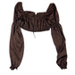 Y2k Divided Long Sleeve Top Brown - XS