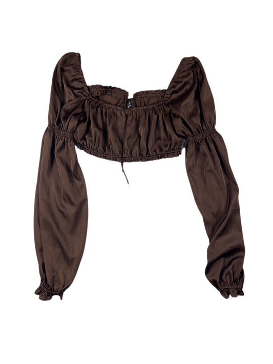 Y2k Divided Long Sleeve Top Brown - XS
