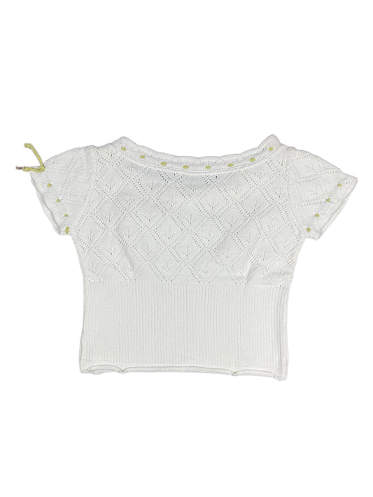 Vintage Confecciones Diaz Short Sleeve Knitted Top White - S/M