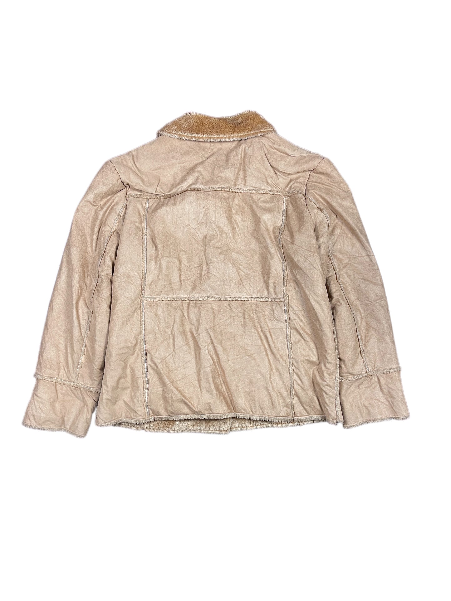 Y2k Fake Faux Fur Jacket Beige - XL