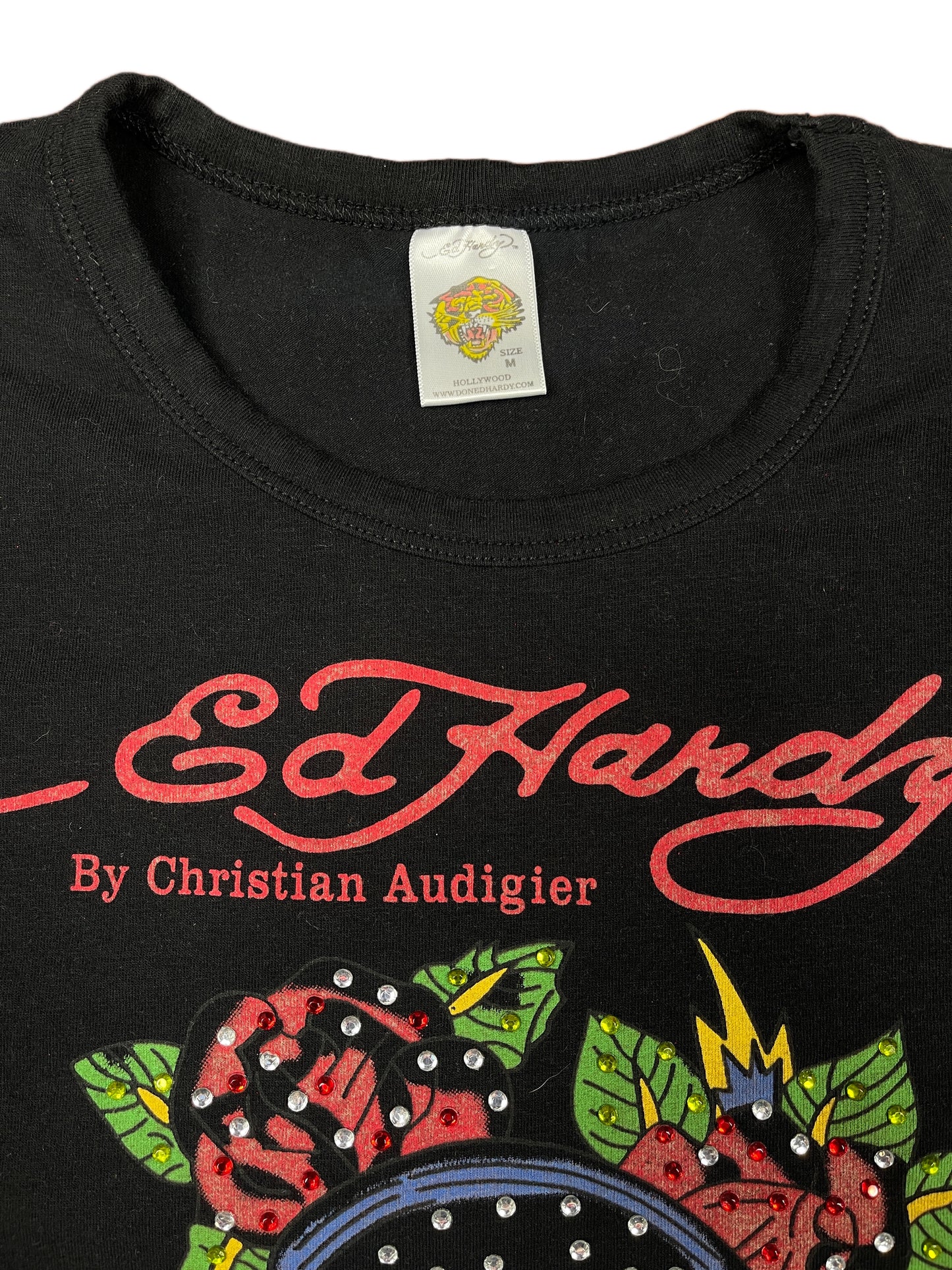Y2k Ed Hardy SHort Sleeve Top Black - M