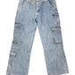 Gilipur Y2k Style Bootcut Cargo Denim Pants Blue - XXL